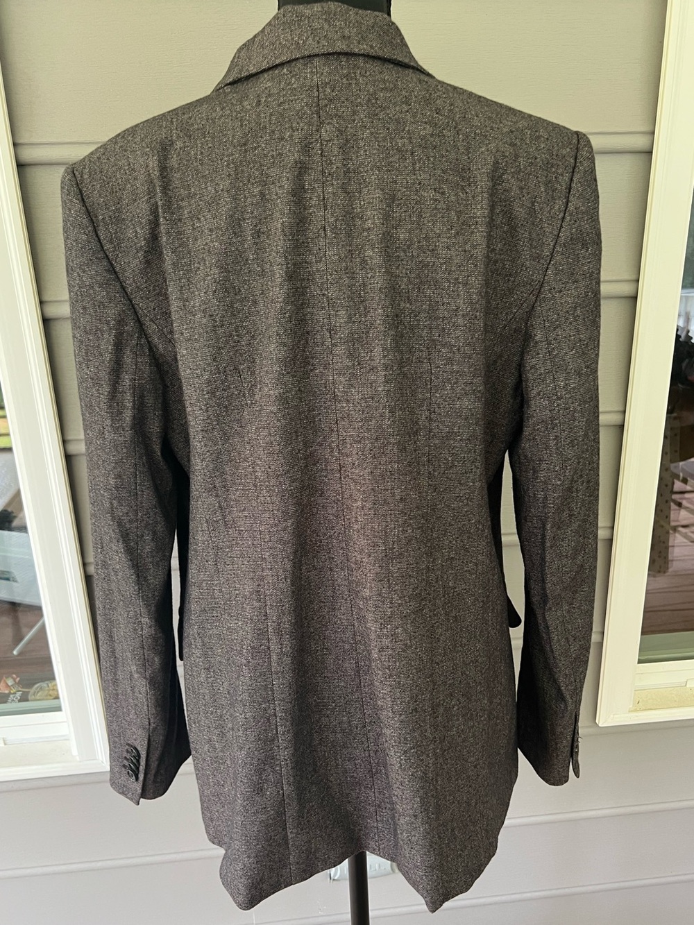 Ann Taylor Tweed Blazer Jacket Grey Textured Lined Wool Blend Office Size 14 - Picture 3 of 16